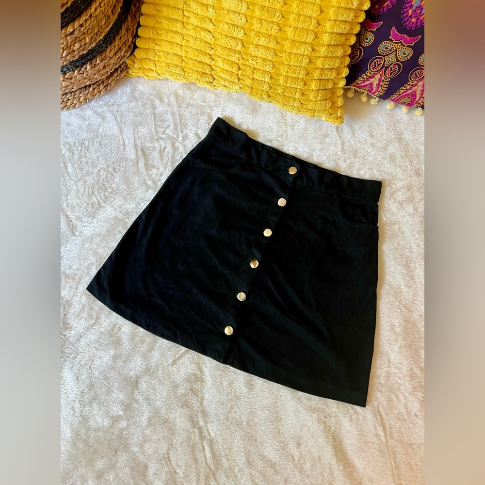Black Button-Up Women's Skirt